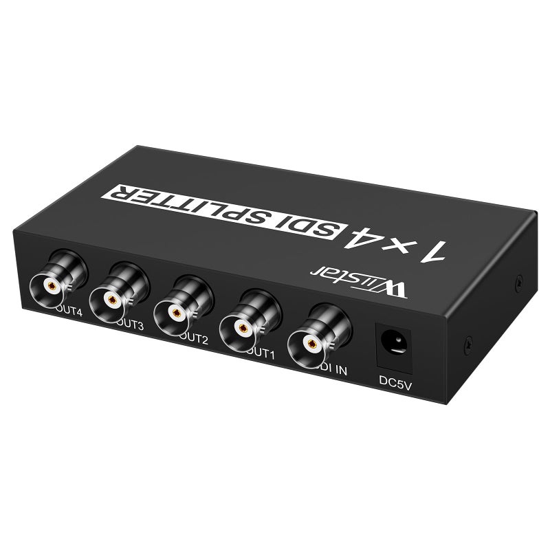 Wiistar SDI 1x4 Splitter Black Amplifier Splitter 1 in to 4 Out SD-SDI HD-SDI 3G-SDI Repeater Extender - Image 4